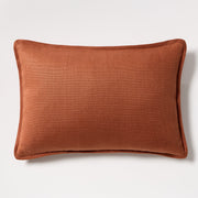 Rust Orange Tonal Reversible Velvet and Linen Lumbar Throw Pillow