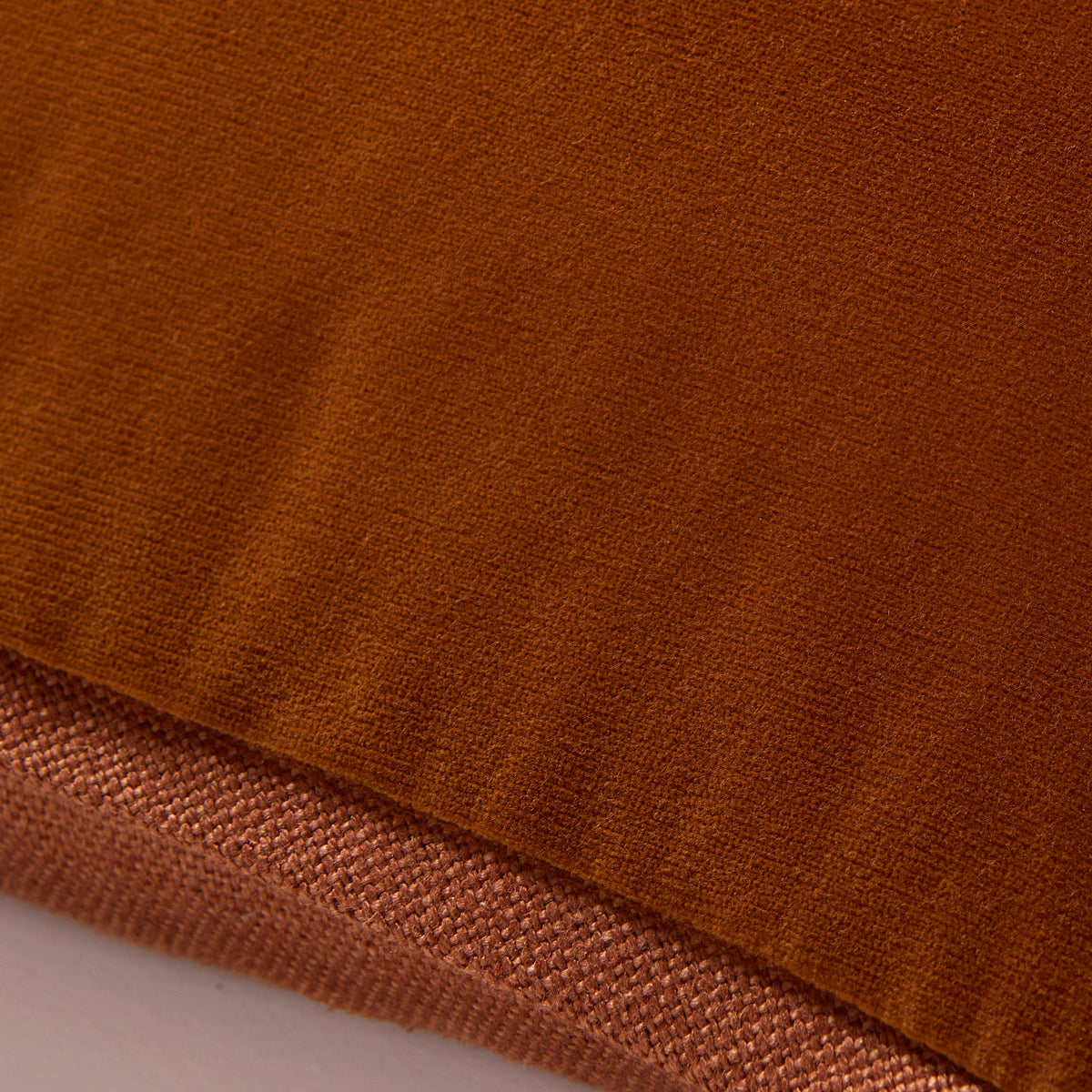 Rust Orange Tonal Reversible Velvet and Linen Lumbar Throw Pillow