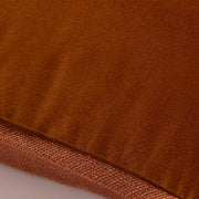 Rust Orange Tonal Reversible Velvet and Linen Lumbar Throw Pillow