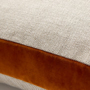 Rust Orange Velvet Gusseted and Linen Square Throw Pillow