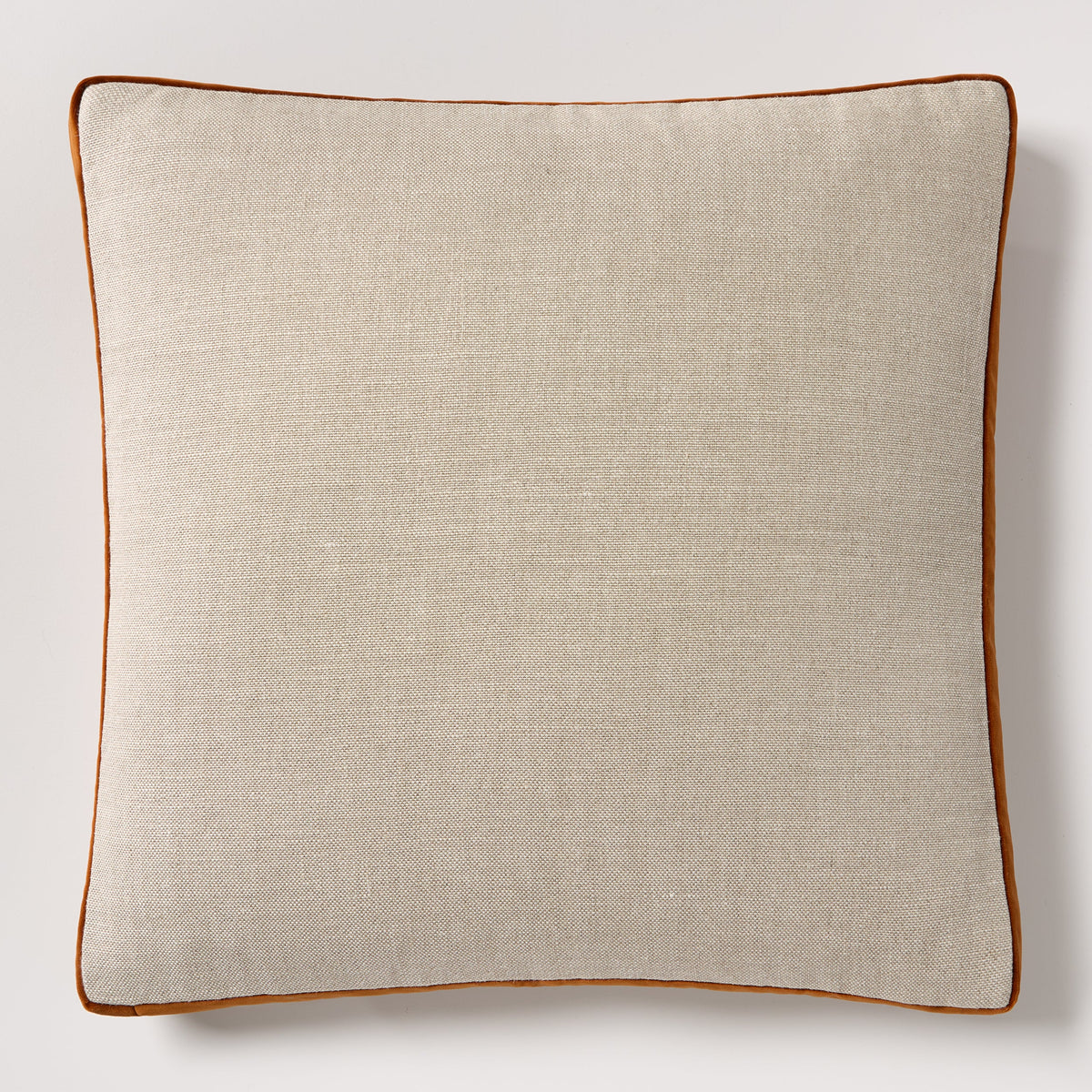 Rust Orange Velvet Gusseted and Linen Square Throw Pillow