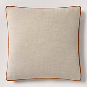 Rust Orange Velvet Gusseted and Linen Square Throw Pillow