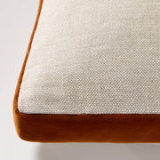Rust Orange Velvet Gussetted and Linen Lumbar Throw Pillow
