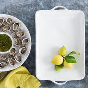 Rustico White Ceramic Handled Serving Platter