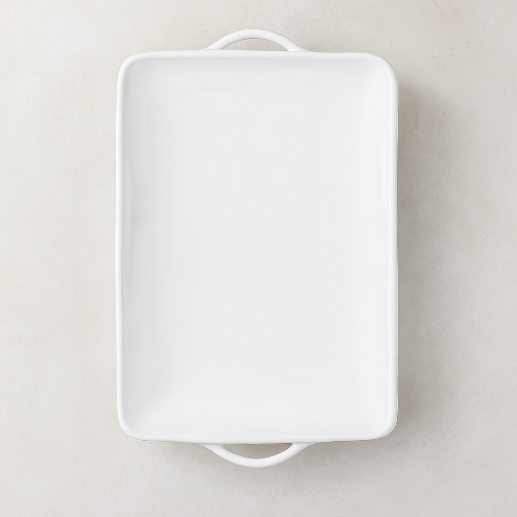 Rustico White Ceramic Handled Serving Platter