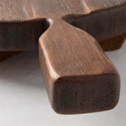 Saddle Wood Round Footed Serving Board with Handle