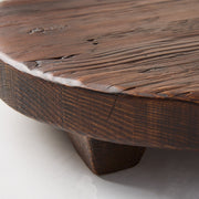 Saddle Wood Round Footed Serving Board with Handle