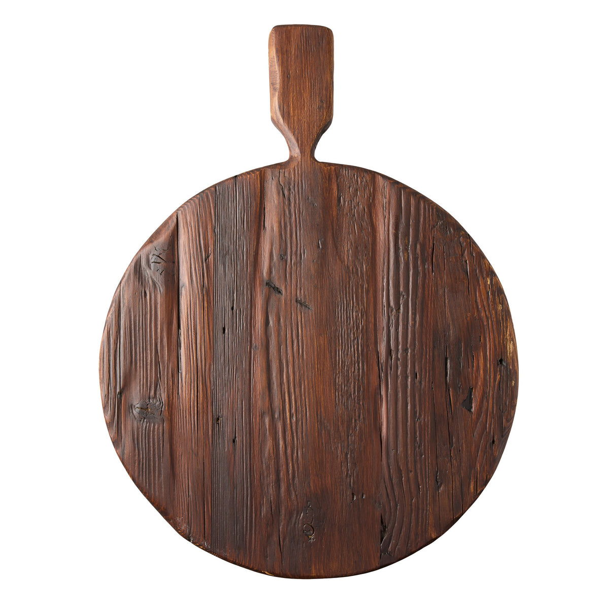 Saddle Wood Round Footed Serving Board with Handle