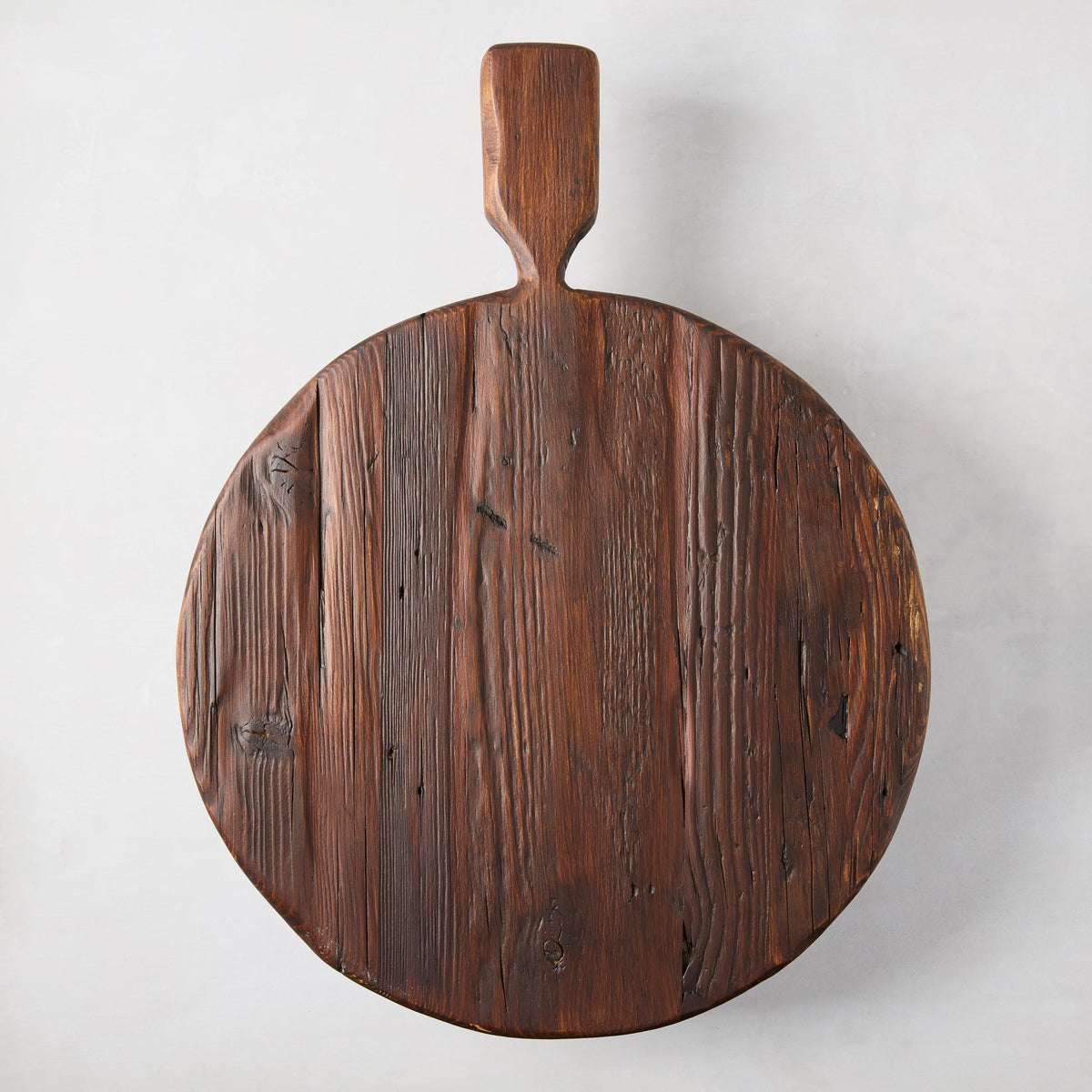 Saddle Wood Round Footed Serving Board with Handle