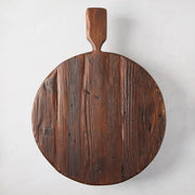 Saddle Wood Round Footed Serving Board with Handle