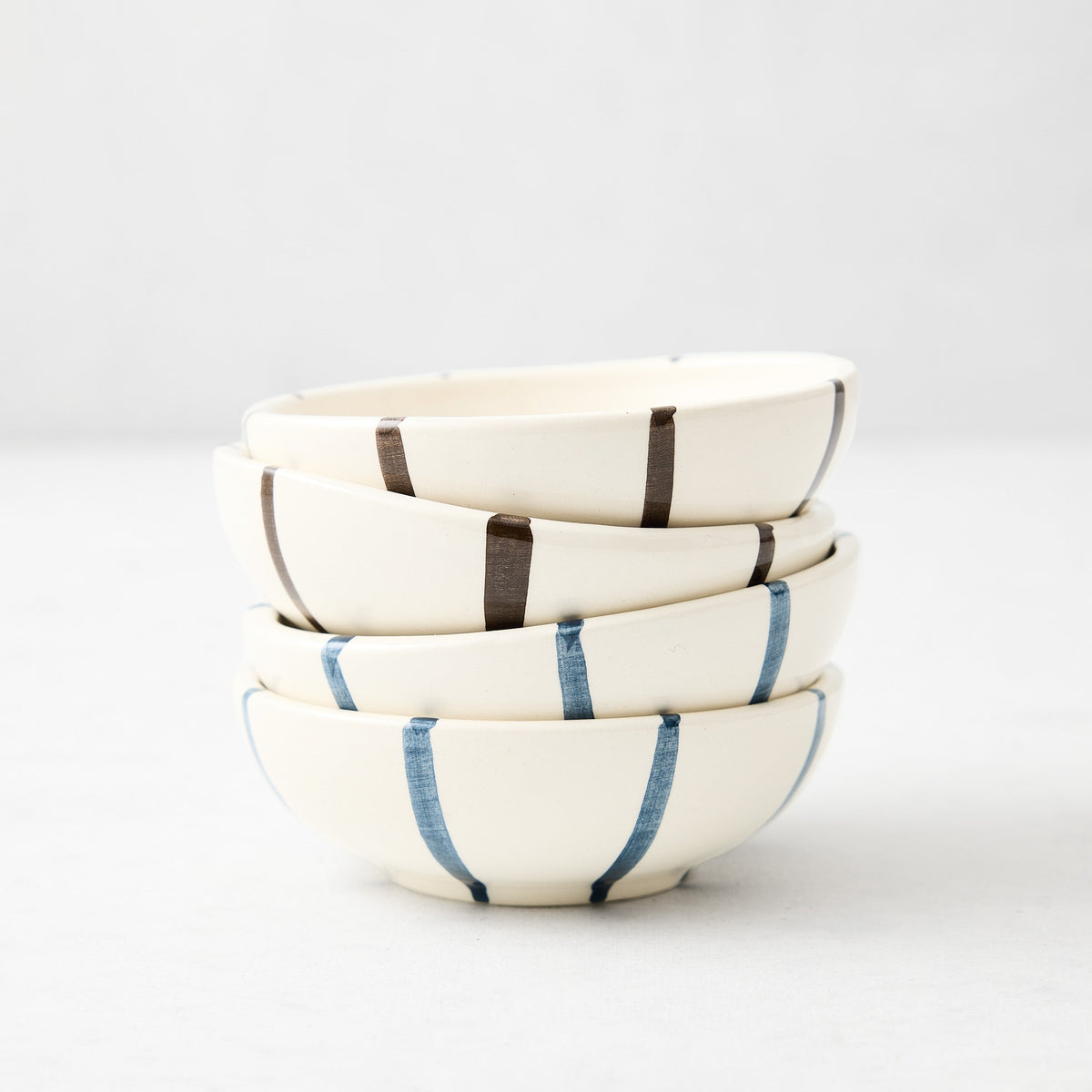 Salerno Chocolate Brown Stripe Ceramic Dipping Bowl
