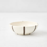 Salerno Chocolate Brown Stripe Ceramic Dipping Bowl