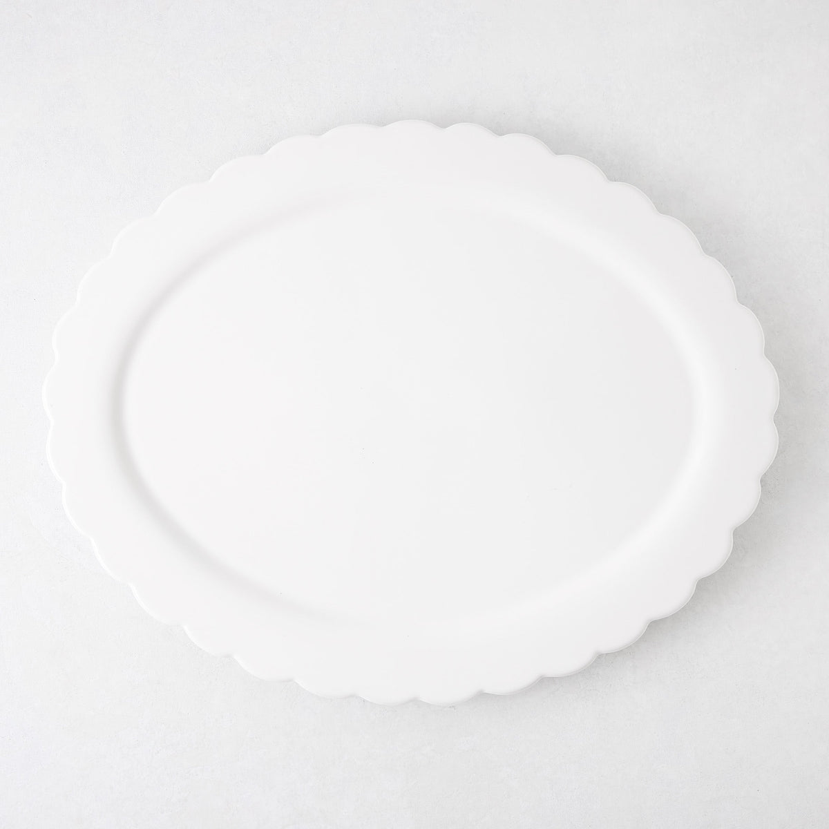 Scalloped Ceramic Oval Serving Platter