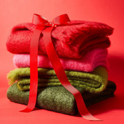 Pesto Green Solid Mohair Throw Blanket