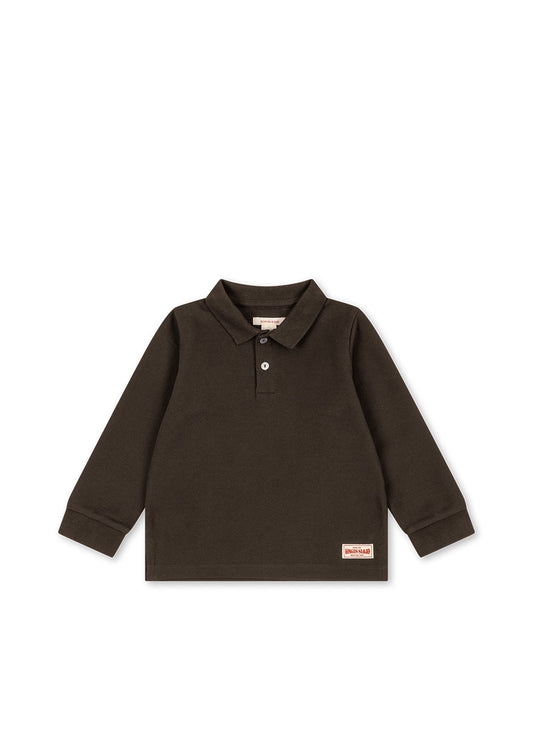 Florian Long Sleeve Polo in Slate Black