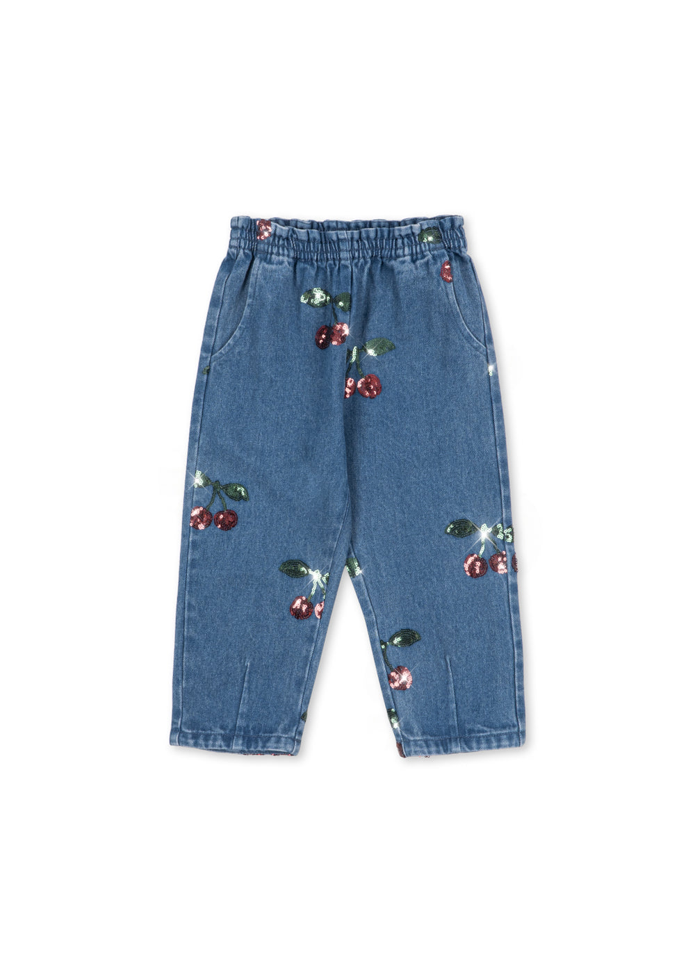 Magot Sequin Frill Jeans in Cherry Sequin
