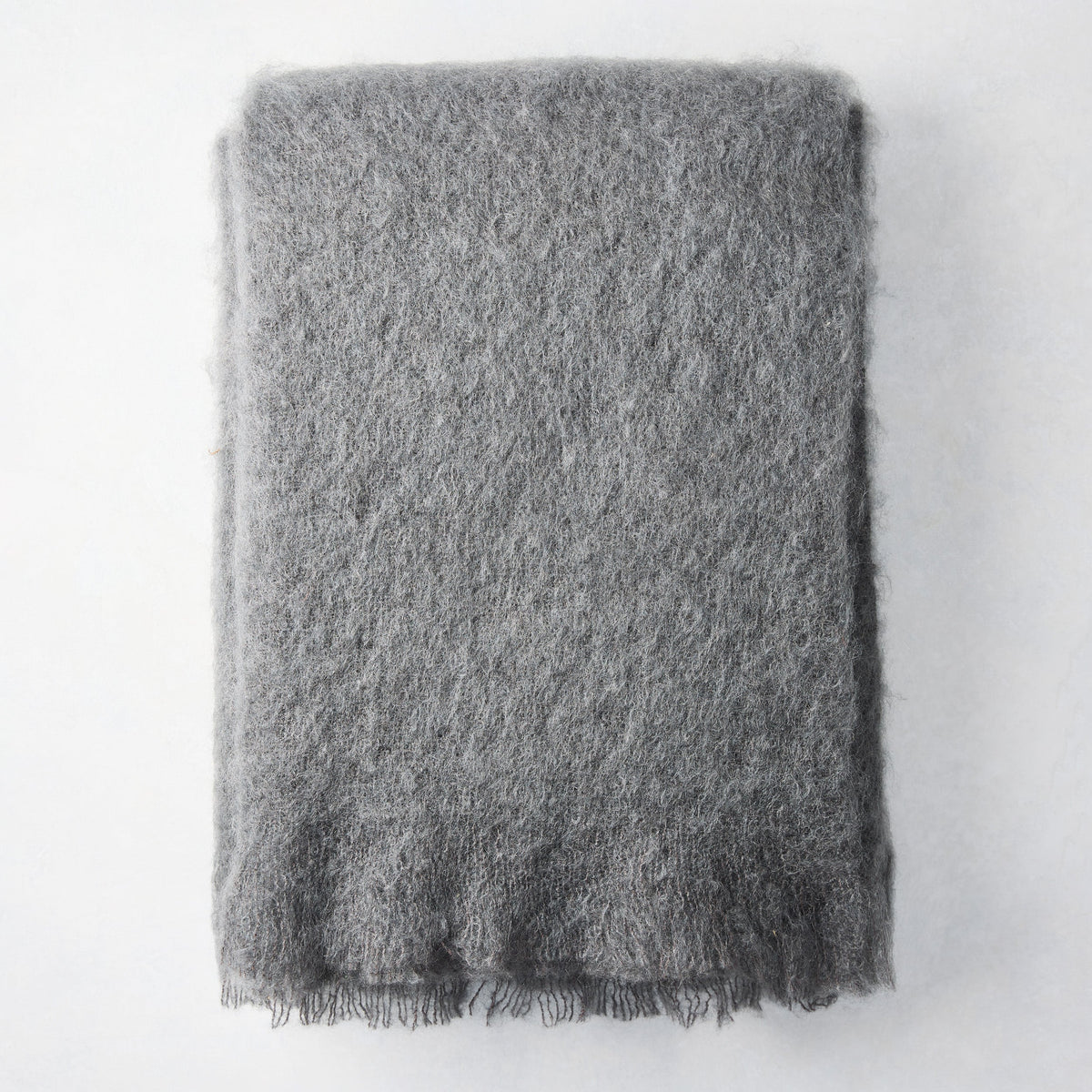 Slate Grey Mohair Throw Blanket