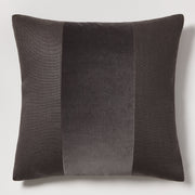 Slate Grey Tonal Wide Velvet Stripe and Linen Throw Pillow