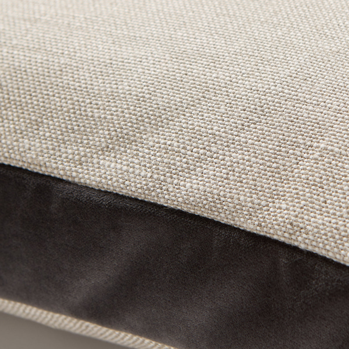 Slate Grey Velvet Gusseted and Linen Square Throw Pillow