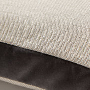 Slate Grey Velvet Gusseted and Linen Square Throw Pillow