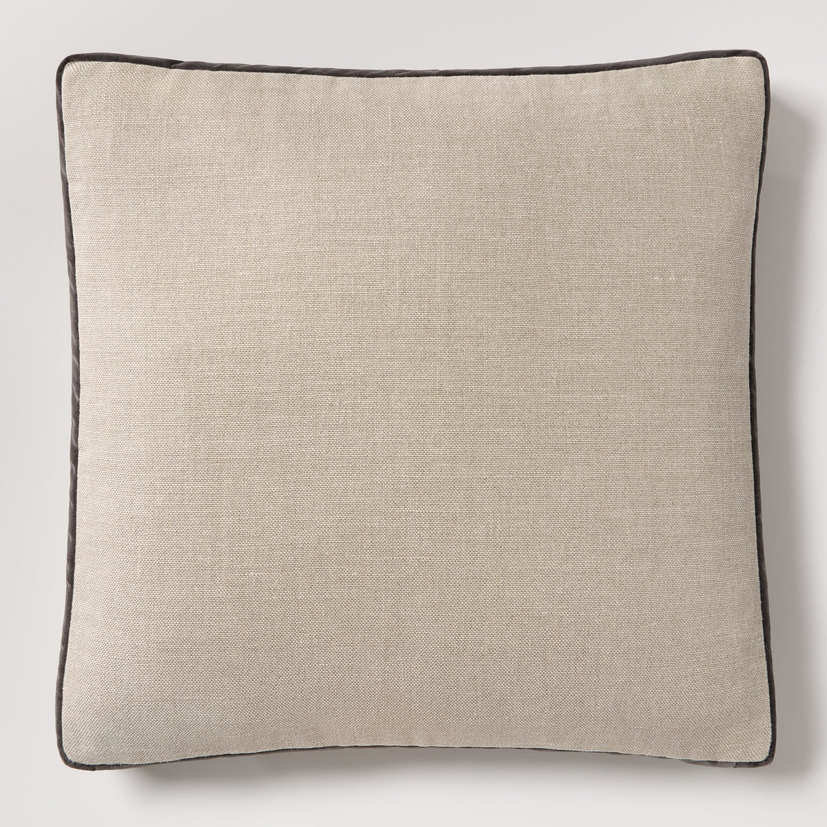 Slate Grey Velvet Gusseted and Linen Square Throw Pillow
