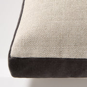 Slate Grey Velvet Gussetted and Linen Lumbar Throw Pillow