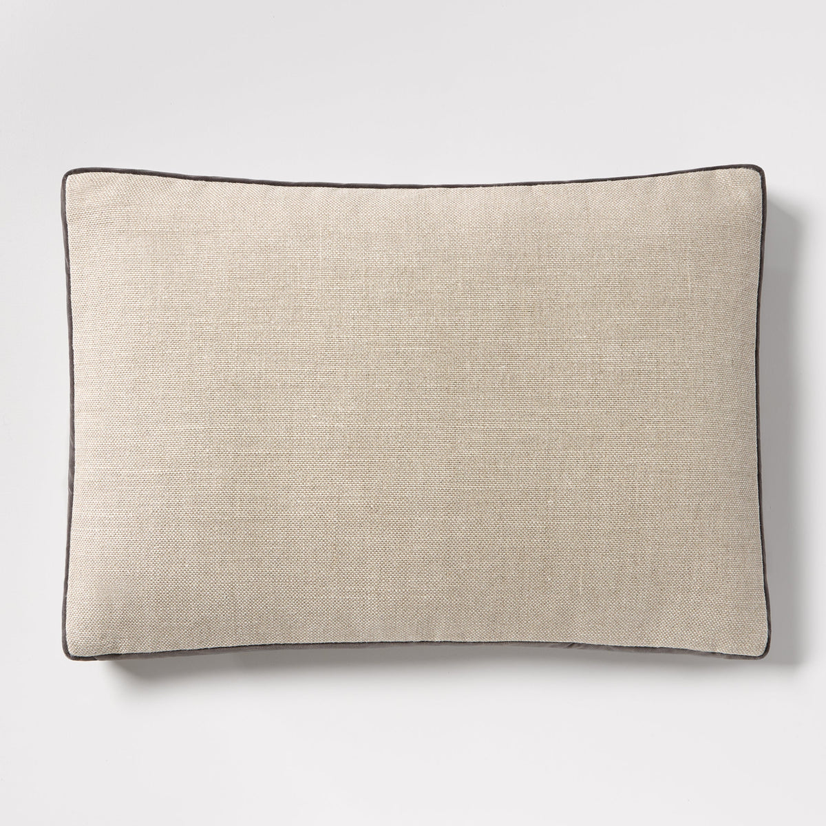 Slate Grey Velvet Gussetted and Linen Lumbar Throw Pillow