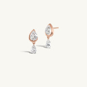 Droplet Stud with Dangling Pierced Diamond Pear