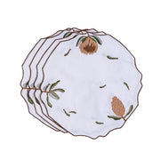 Hand Embroidered Vintage Floral Placemats 16.5" round (Set of 4)