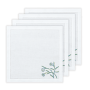 Hand Embroidered Floral Fresco Napkins 18" x 18" (Set of 4)