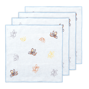 Hand Embroidered Floral Fresco Napkins 18" x 18" (Set of 4)