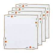 Hand Embroidered Heirloom Petals Napkins 18" x 18"  (Set of 4)