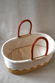 Handwoven Bassinet with Leather Handles