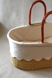 Handwoven Bassinet with Leather Handles
