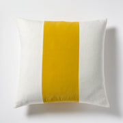 Sun Yellow Wide Velvet and Linen Stripe Throw Pillow