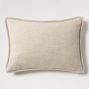 Tan Reversible Velvet and Linen Lumbar Throw Pillow