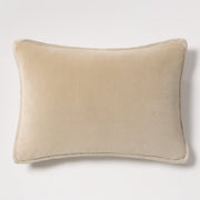 Tan Reversible Velvet and Linen Lumbar Throw Pillow