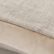 Tan Velvet Gusseted and Linen Square Throw Pillow