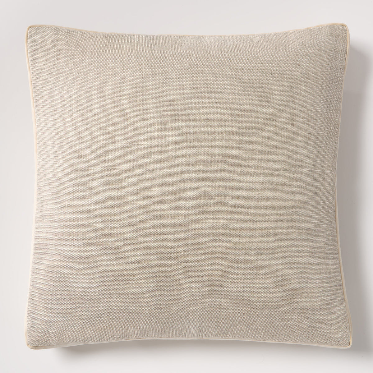 Tan Velvet Gusseted and Linen Square Throw Pillow