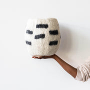 Tribal Repeat Black and Ivory Wool Storage Basket