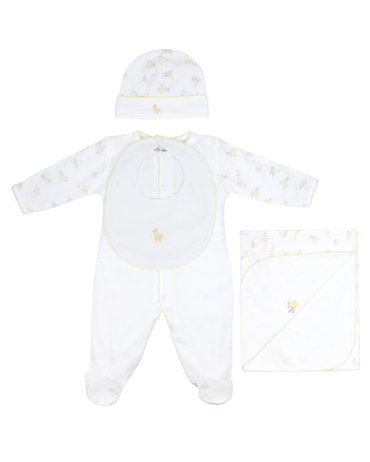 Bath Time Embroidery and Printed Set 4 Pieces | Baby Unisex