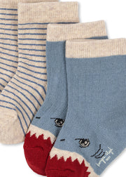 Rib Socks - 2 Pack in Sharky Stripe