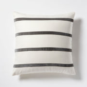 Urban Grey and Ivory Thin Velvet Stripe Throw Pillow