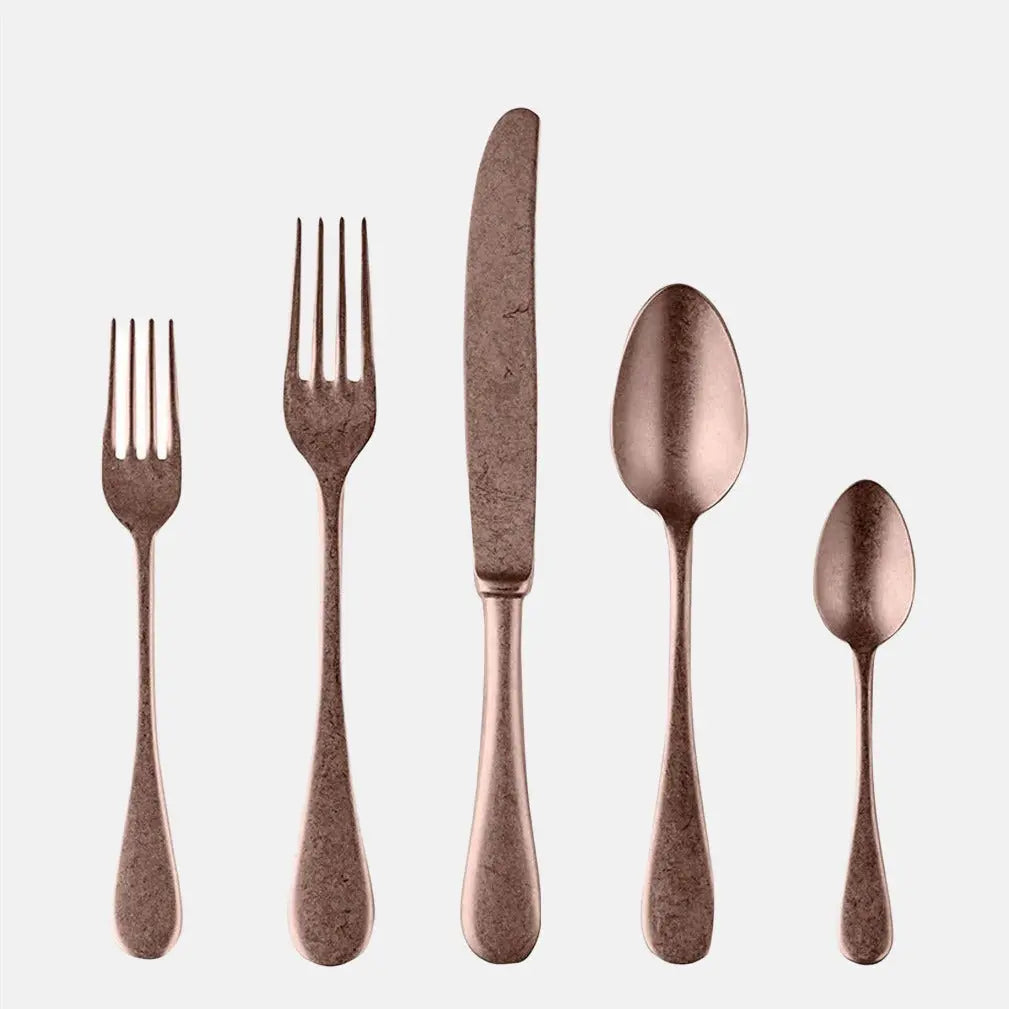 Vintage Bronze Stainless Steel 5-Piece Flatware Set