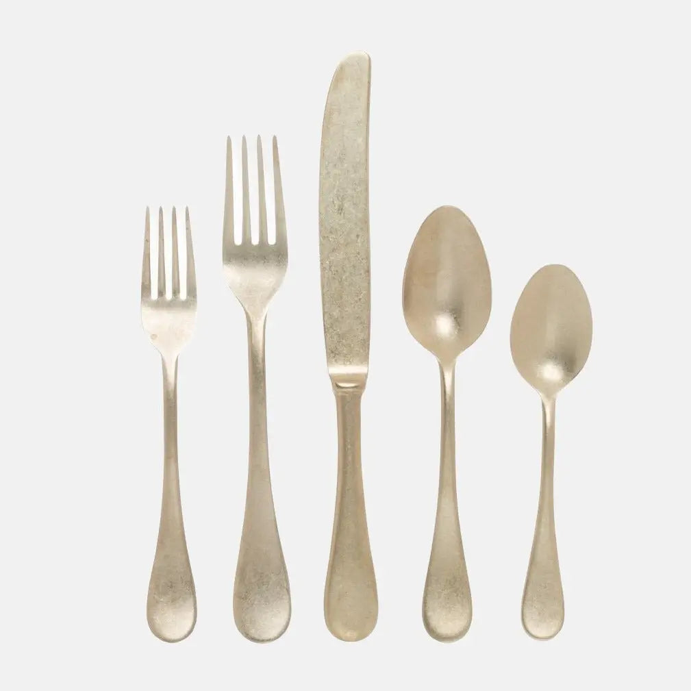 Vintage Champagne Stainless Steel 5-Piece Flatware Set
