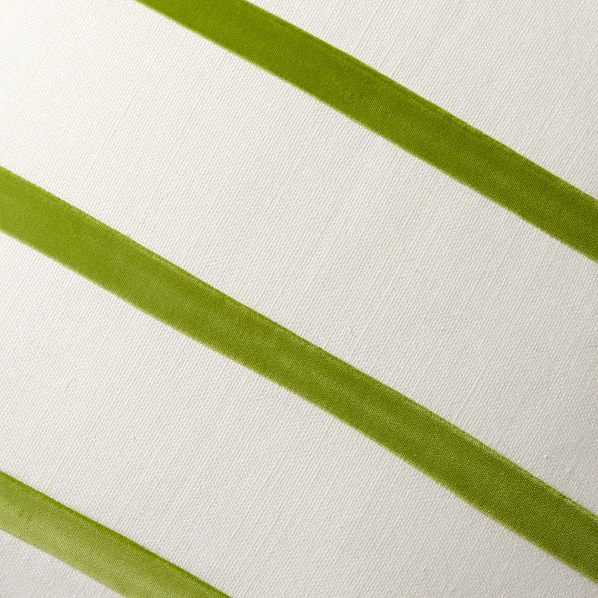 Wasabi Green and Ivory Thin Velvet Stripe Throw Pillow