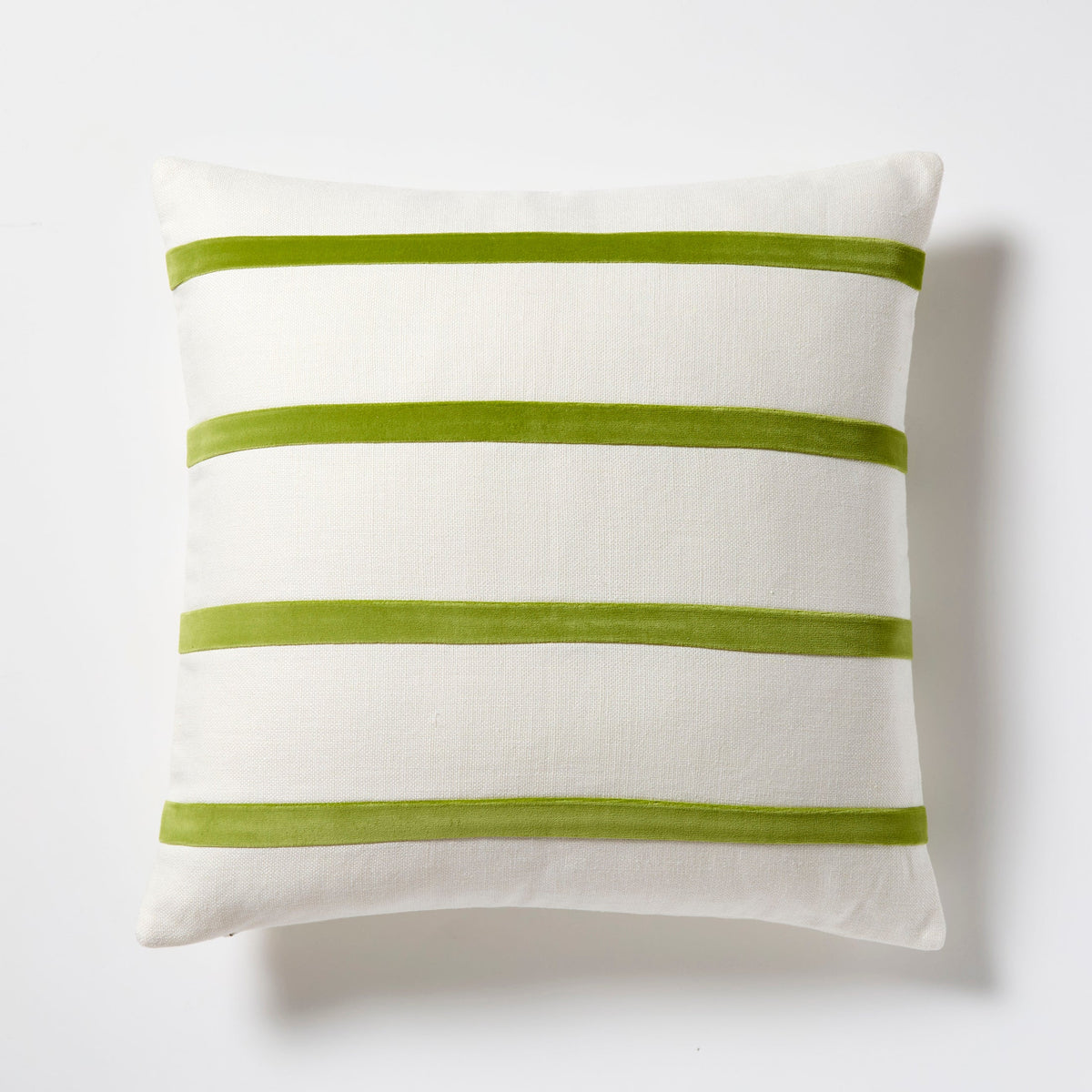 Wasabi Green and Ivory Thin Velvet Stripe Throw Pillow
