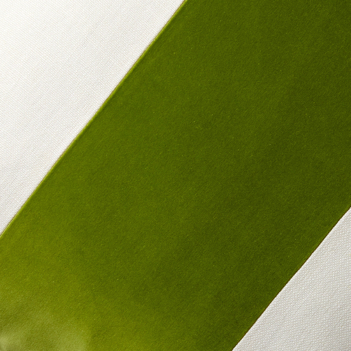 Wasabi Green Wide Velvet and Linen Stripe Throw Pillow