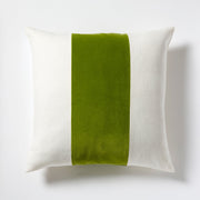 Wasabi Green Wide Velvet and Linen Stripe Throw Pillow
