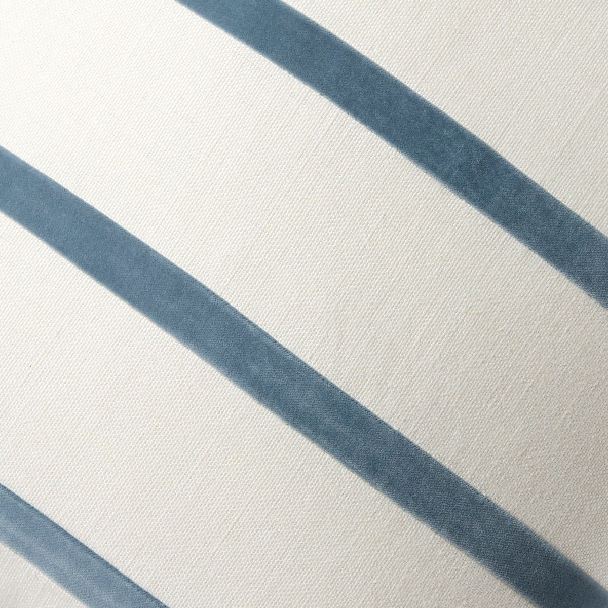 Wedgewood Blue and Ivory Thin Velvet Stripe Throw Pillow